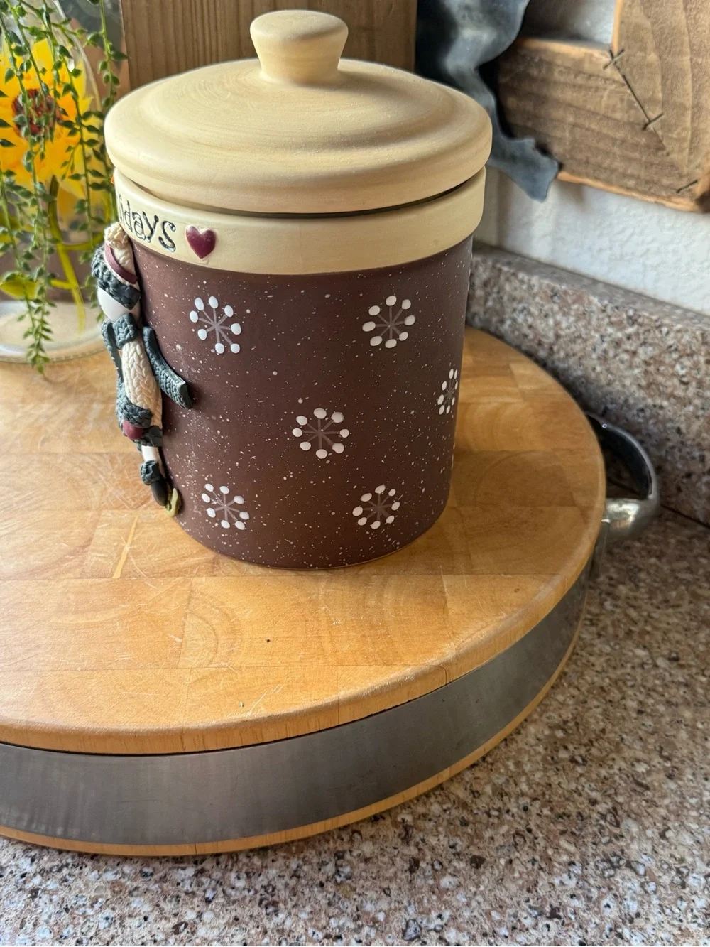Vintage Happy Holidays Christmas Cookie Canister | Santa, Penguin & Snowman